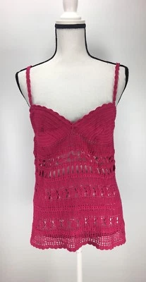 Trina Turk Cover Up Tank Size L Crochet Barbie Pink 135006 $228 J295 New Women - Image 1 of 4