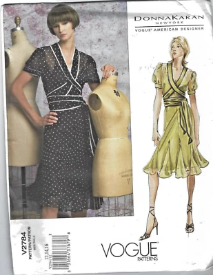 Vogue Designer Sewing Pattern 2784, Donna Karan Dress, Slip, Size 12 - 16, Uncut - Image 1 of 3