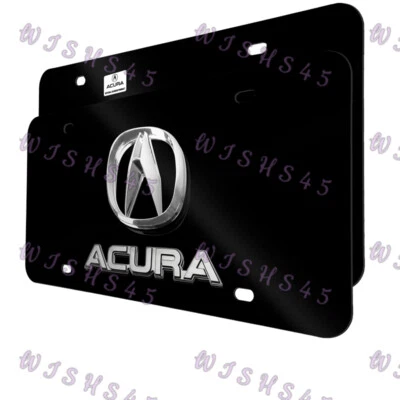 Marco de matrícula de acero inoxidable negro frontal con logotipo doble Acura 3D X1 Foto 1 de 4