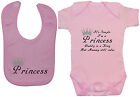 Princess Babygrow Bodysuit Romper T-Shirt Vest Feeding Bib NB-24M Gift Funny