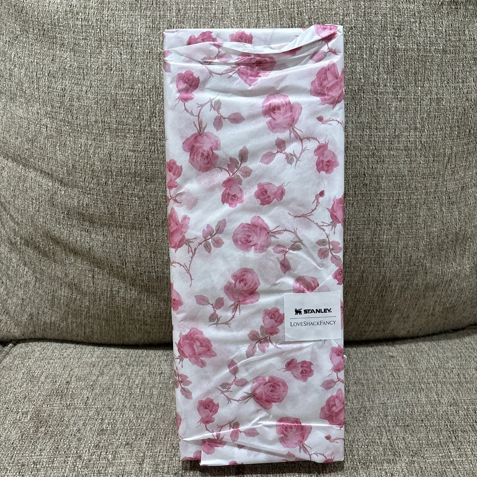 Stanley LoveShackFancy All Day Slim 12oz Bottle “Ribbon Rosa” -
