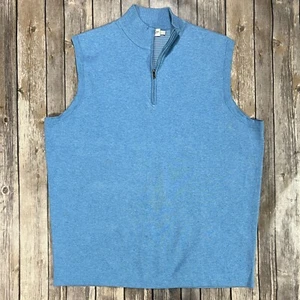 Peter Millar Shelby Vest Quarter Zip Sweater Knit Golf Large Mens Blue Pullover - Picture 1 of 8