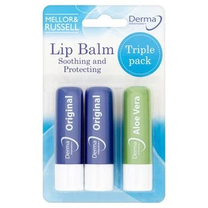 Derma beruhigende und schützende Lippenbalsame Dreierpack - 2 Original und 1 Aloe Vera - Bild 1 von 1