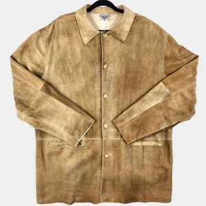 Giacca Zegna Sport Pelle Scamosciata Uomo XL Pelle Marrone Camicia Cappotto Made In Italy - Foto 1 di 20