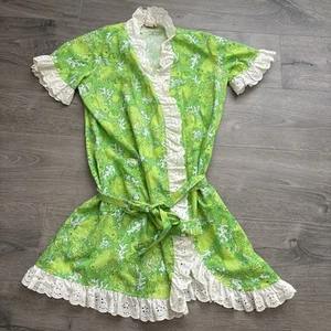 The Lilly by Lilly Pulitzer Girls XL Vintage 1960s Green Squirrels Wrap Robe - Picture 1 of 16