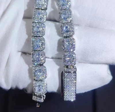 Pulsera tenis baguette moissanita racificada VVS2 8 pulgadas Foto 1 de 4