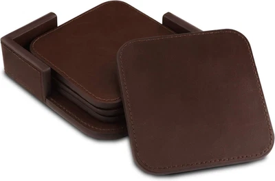 Sottobicchieri in Pelle (Set Da 4) – Sottobicchieri Premium per Tazze Da Caffè,  - Immagine 1 di 4