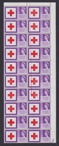 QEII Doctor Blade Flaw plus variedad cruzada reparada en tira de la Cruz Roja 1963 MNH. - Imagen 1 de 3