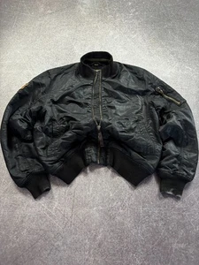 RARE VINTAGE MA-1 SCHOTT ALPHA INDUSTRIES STYLE BOMBER FUR JACKET 90S ARMY - Picture 1 of 9