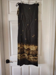 Maxi gonna nera vintage anni 90 taglia unica dessert africano paesaggio boho festival grunge - Foto 1 di 3