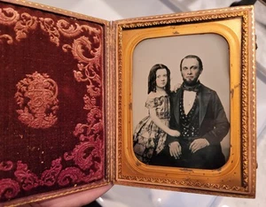 California mezzo piatto ambrotipo padre e figlia Johnson artista non dagherrotipo - Foto 1 di 5
