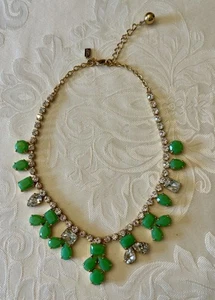 Kate Spade Necklace Secret Garden Green Gold Plated Rhinestone 16.5" to 18.5" - Picture 1 of 5