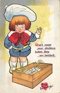 Postal: Don't Count Your Chicken..., Boy with Eggs, Tuck Nursery Don'ts, DB - Imagen 1 de 2
