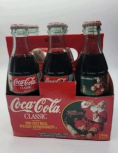 1996 Coca Cola Christmas Edition Collectible Six Pack Bottles Santa Vintage Rare - Picture 1 of 7