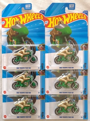 Hot Wheels Treasure Hunt 1966 Triumph Tiger 100 2025 lote de 6 difícil de encontrar Foto 1 de 3