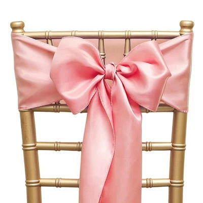 50 Шт пыльный розовый атласный стул пояса 7 x 108 дюймов банты для свадьбы вечеринки декор - Изображение 1 из 4
