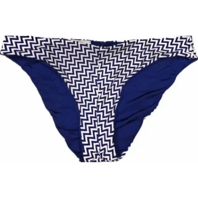 Bikini Beach Bunny Bronze I will wait chevron Bottoms Azul Blanco Zig Zag Talla L Foto 1 de 4