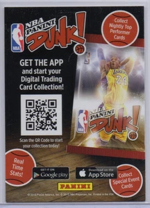 2015-16 NBA Panini Dunk APP Promo, KOBE BRYANT, Los Angeles Lakers, HOF - Picture 1 of 2