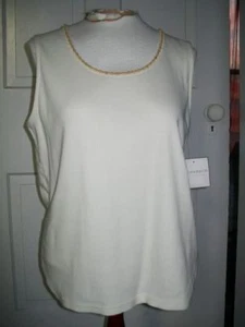 SAG HARBOR STRETCH CREME ÄRMELLOSES TANK STRICK TOP L - Bild 1 von 1