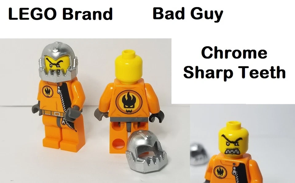 LEGO Minifigura Villano BreakJaw Dientes Plateados Casco Battle Guy Ninja Agentes Foto 1 de 1