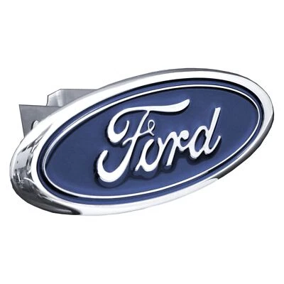 Ford Logo Trailer Hitch Plug (Blue on Chrome) - Image 1 of 4