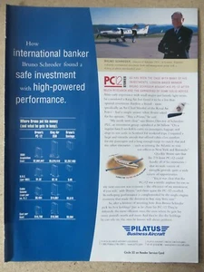 10/1999 PUB AVION PILATUS PC-12 AIRCRAFT FLUGZEUG BRUNO SCHRODER ORIGINAL ANZEIGE - Bild 1 von 1