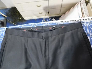 ISAIA SIZE 36 X 30 BLACK FLAT FRONT WOOL TUXEDO PANTS - Picture 1 of 6