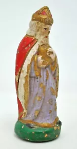 Antique Terracotta European Joseph Jesus Figurine Original Painted Clay Statue - Picture 1 of 6