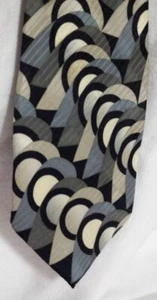Signori dei Signori Abstract Silver Cream Blue Gray Black Necktie Mens Silk Tie - Picture 1 of 8