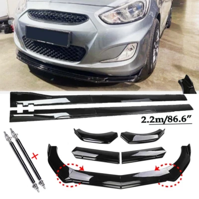 Front Bumper Lip Spoiler Chin Splitter For Hyundai Accent Sedan Gloss Black Body - Image 1 of 4
