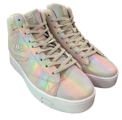 FILA Womens Size 9.5 Gennaio Prism Suede Mettalic Silver/White High Top Sneakers - Image 1 of 4