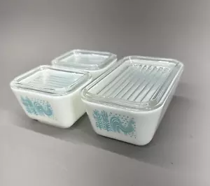 Pyrex Kühlschrank Geschirrset Amish Butterprint Türkis 6-teilig Set 502 & 501 x 2 - Bild 1 von 16