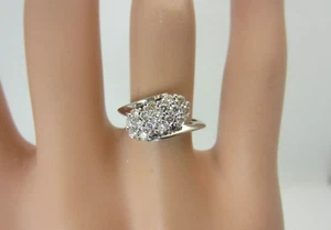18k White Gold and Double Flower Diamond Cluster Ring 0.39 ct - Picture 1 of 10