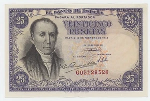 Spain España 25 Pesetas 19-2-1946 Pick 130.a XF+ Circulated Banknote Serie G - Picture 1 of 2