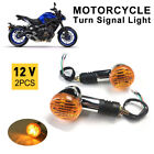 Round Motorcycle Indicator Turn Signal Light Amber Lamp Universal Bike Lens LED