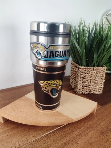 Jacksonville Jaguars 16oz Travel Tumbler Mug w/ Metal Emblem Cover