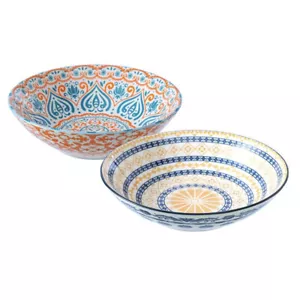 2x Lemon & Lime Moroccan Deco 23x6cm Ceramic Serving Food/Soup Bowl Round Asstd - Picture 1 of 4