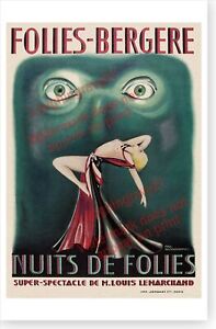 Folies Bergere Nuit De Folies. Super Spectacle Retro 1920's Art Deco Nude Poster