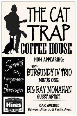 THE CAT TRAP Coffee House 1967 Wildwood NJ GIG CLUB POSTER - Image 1 of 2