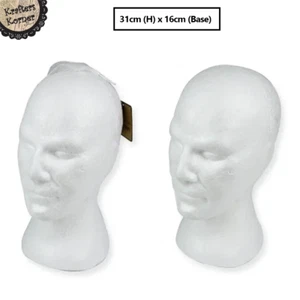 2 x Male Foam Mannequin Manikin Head Model Hat Wig Scraf Display Stand Rack 31cm - Picture 1 of 2