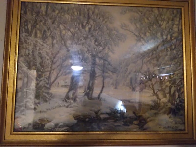 Pintura Original Constantin Westchiloff Arte Ruso-Americano Paisaje de Invierno Foto 1 de 4