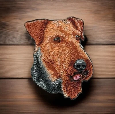 1 3/4" x 2 1/4" Airedale Terrier Dog Breed Portrait Embroidery Patch - Image 1 of 2