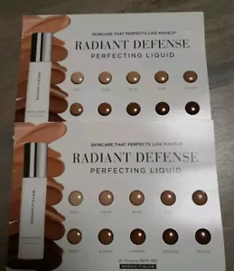 RODAN + FIELDS RADIANT DEFENSE PERFECTING LIQUID CARDS, 10 SHADES, NIP 2 Cards - Picture 1 of 3