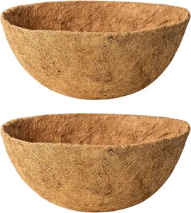 2 Pack 14 Inch round Replacement Coco Liners for Hanging Basket Natural Coconut - Picture 1 of 12