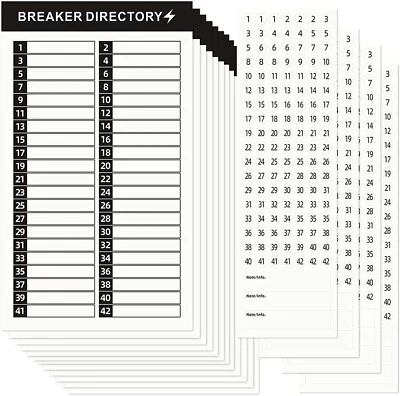 STARLIBOO 16 Sheets Breaker Panel Labels, Electrical Box Sticker Numbers Brea...