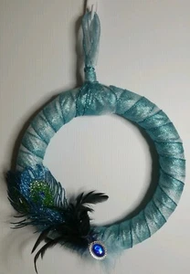 HANDMADE PEACOCK WREATH - Picture 1 of 6