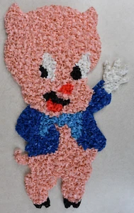 Vintage 1970s Melted Plastic Popcorn Wall Decoration Porky Pig 19" Tall - Picture 1 of 2