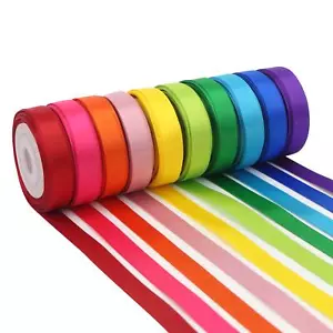Rainbow Ribbon Solid Color Assortment 10 Colors Double Face Satin Ribbon for ... - Picture 1 of 9