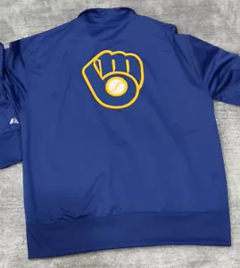 Giacca Majestic Milwaukee Brewers Guanto Logo XL Blu Giallo - Foto 1 di 9