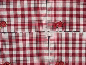 Set 4 tovagliette rosse in tessuto a quadri rose applicate cottage nucleo country living - Foto 1 di 8
